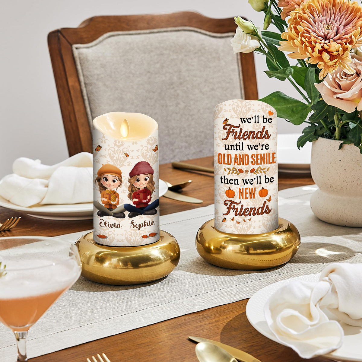 Besties For Life - Personalized Custom LED Candle