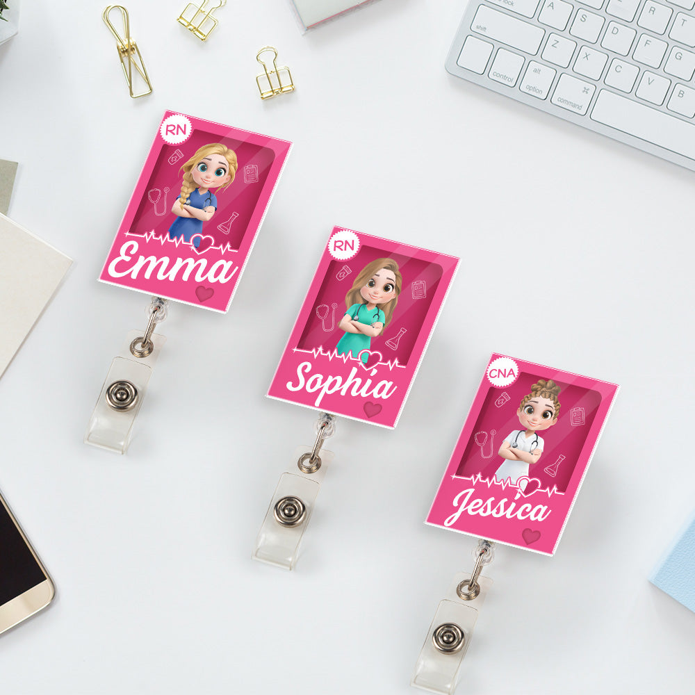 I Am Proud Nurse - Personalized Custom Acrylic Badge Reel