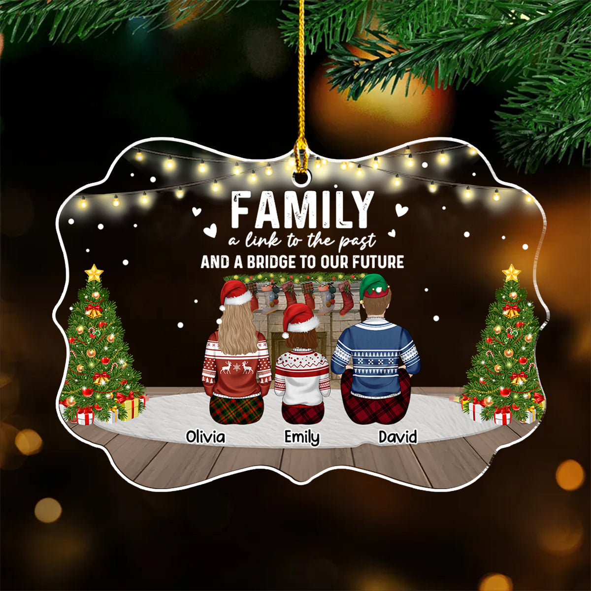 Family Where Love Never Ends - Personalized Custom Acrylic Ornament