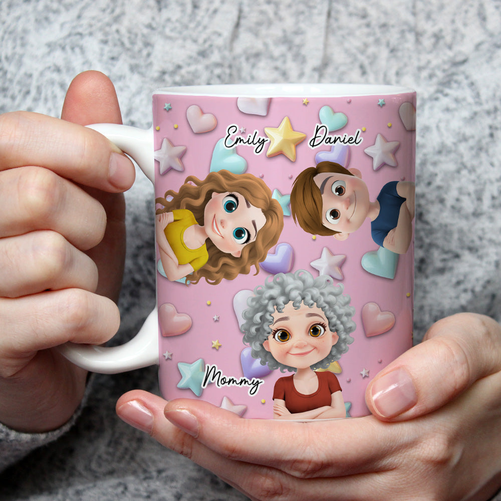 Cute Mommy And Children - Personalized Custom 3D Effect Mug