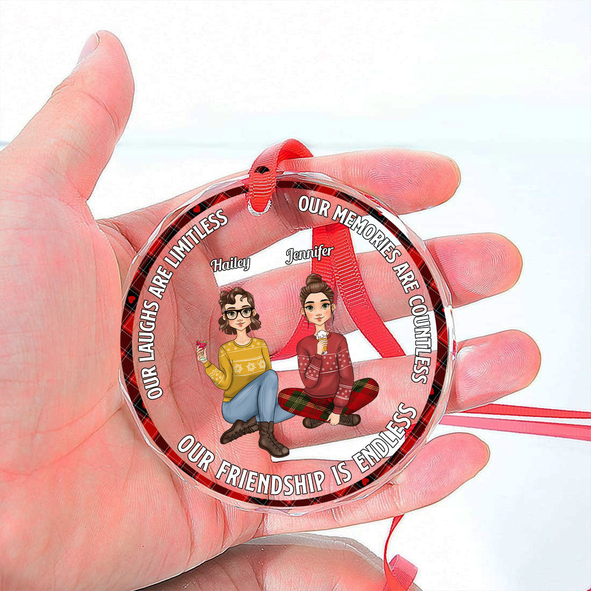 Our Laughs Are Limitless - Personalized Custom Glass Ornament