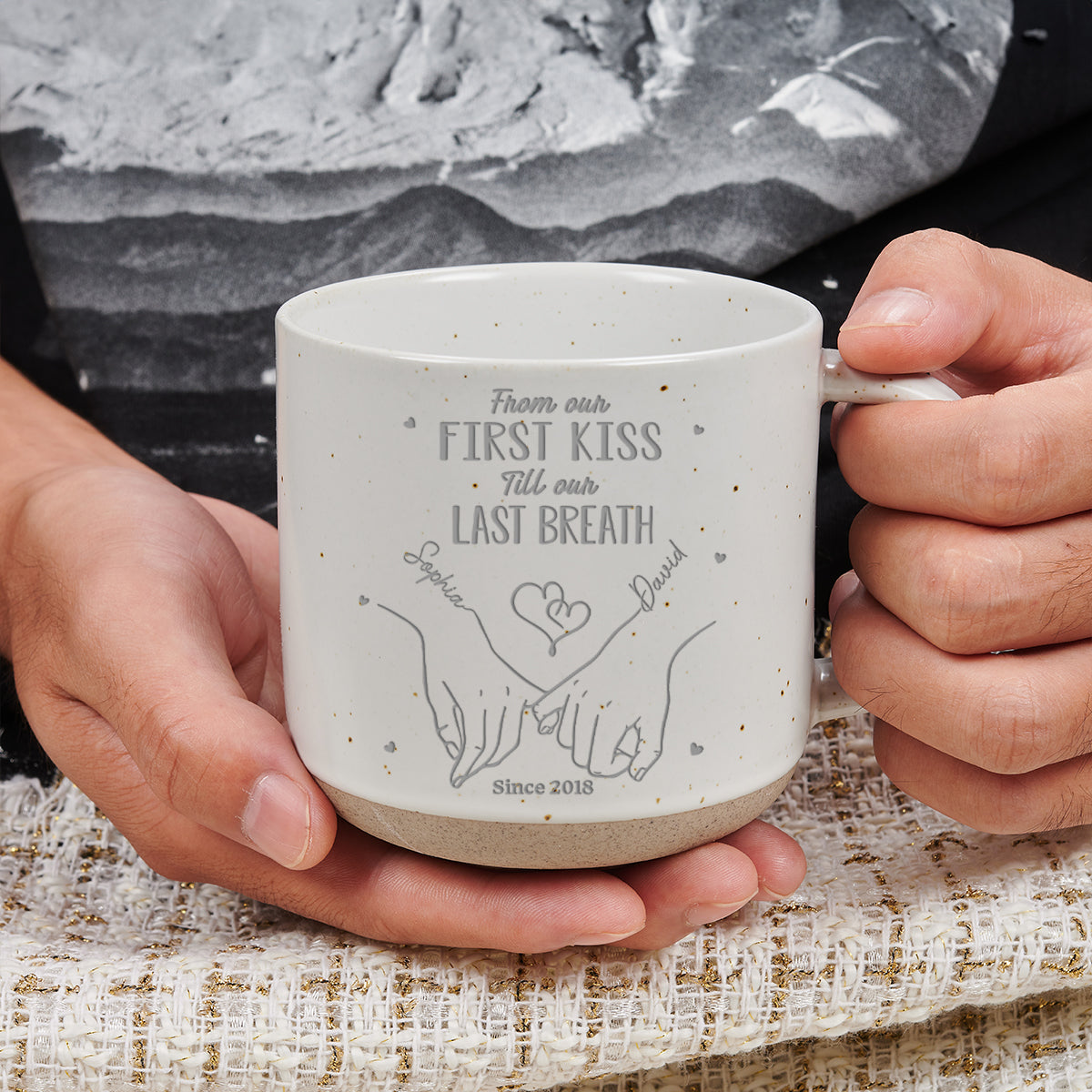 From Our First Kiss - Personalized Custom Engraved Pottery Mug