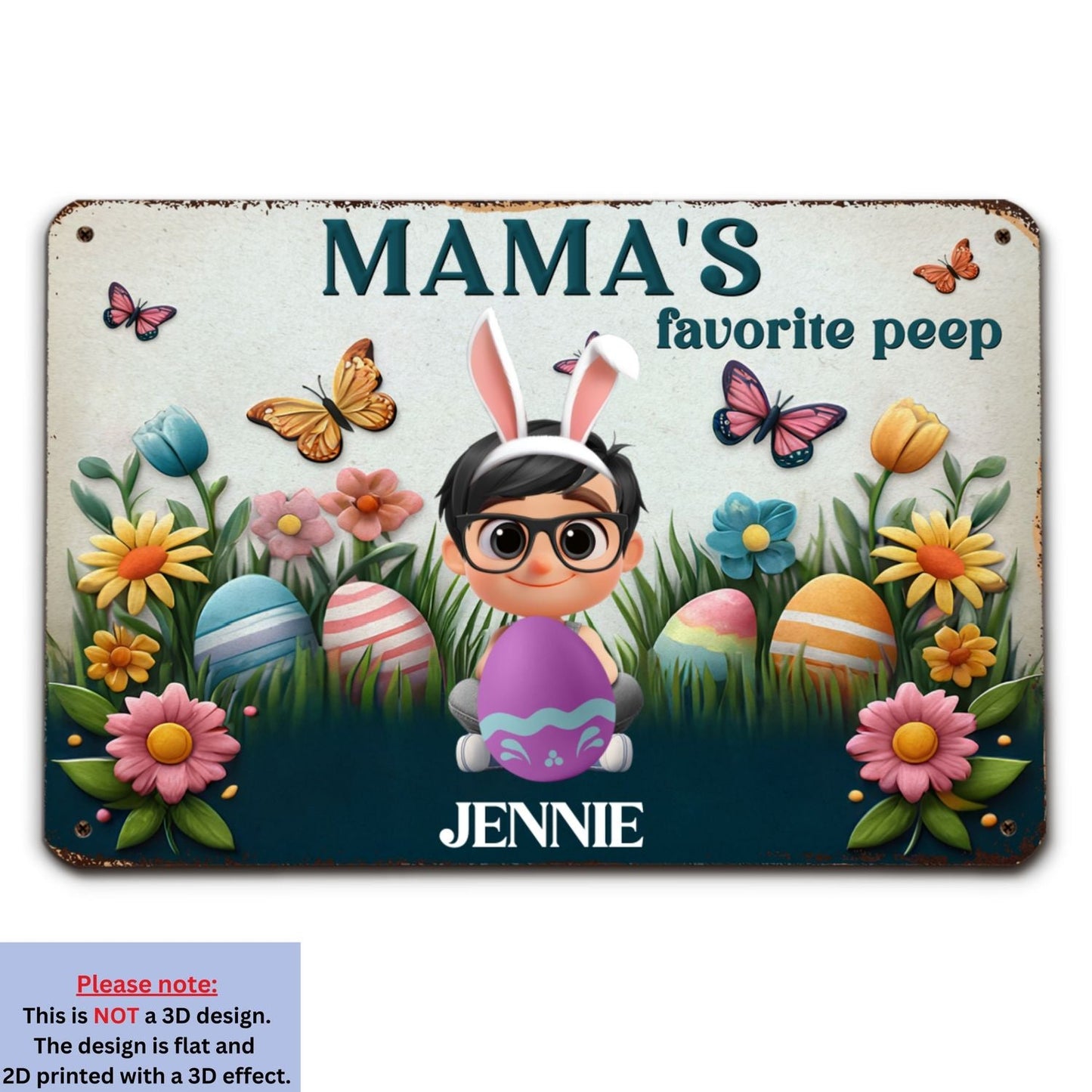 Cute Bunny - Personalized Custom 3D Inflated Effect Metal Sign