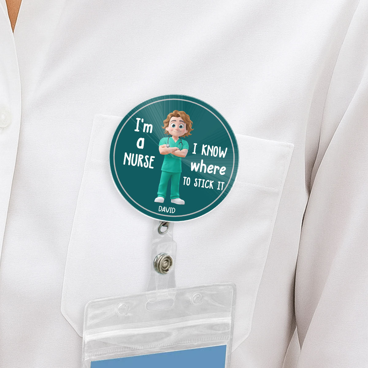 I Know Where To Stick It - Personalized Custom Acrylic Badge Reel