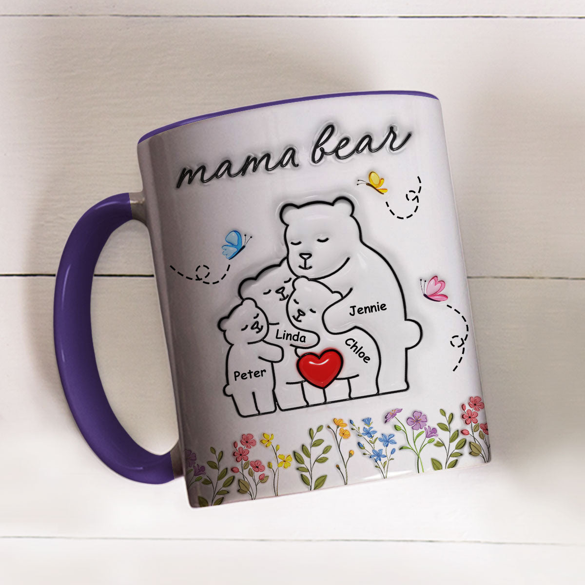 Mama Bear New Style - Personalized Custom 3D Inflated Effect Accent Mug