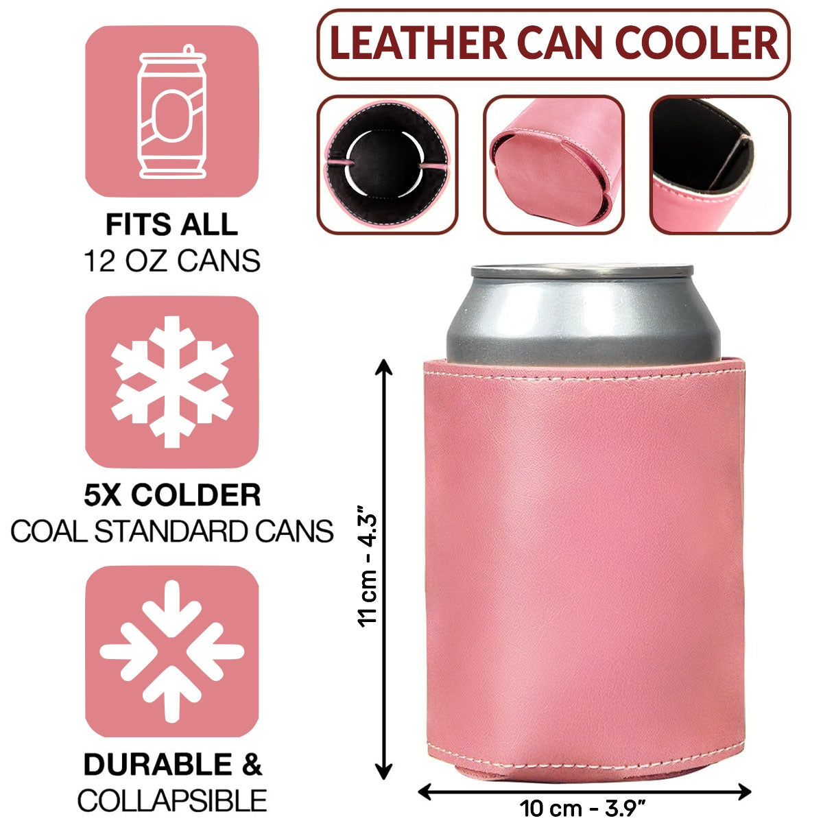 I Punch A Bitch For You My Friend - Personalized Custom Pink Leather Can Cooler Holder