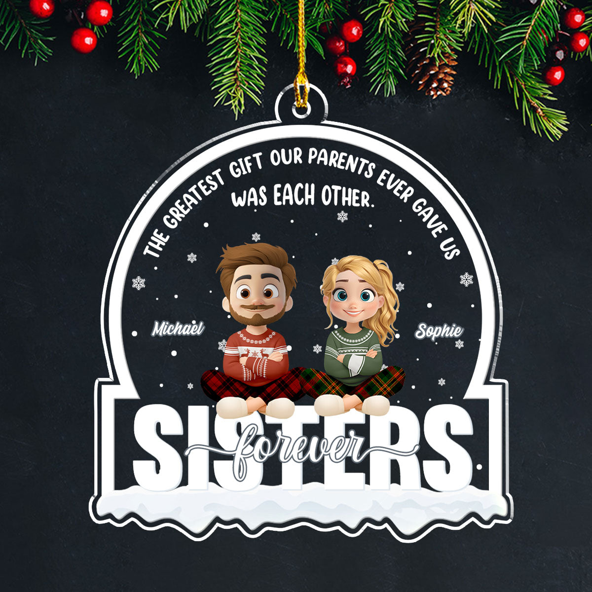 Born Together Blessed Forever - Personalized Custom Acrylic Ornament