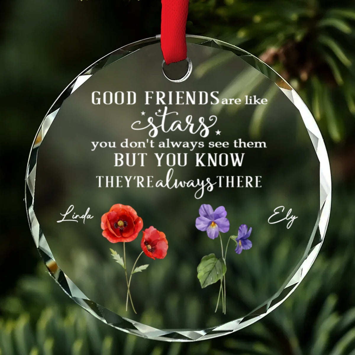 Friends Like Stars - Personalized Custom Glass Ornament