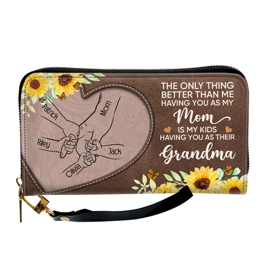 Having You As A Mom - Personalized Custom Leather Wallet