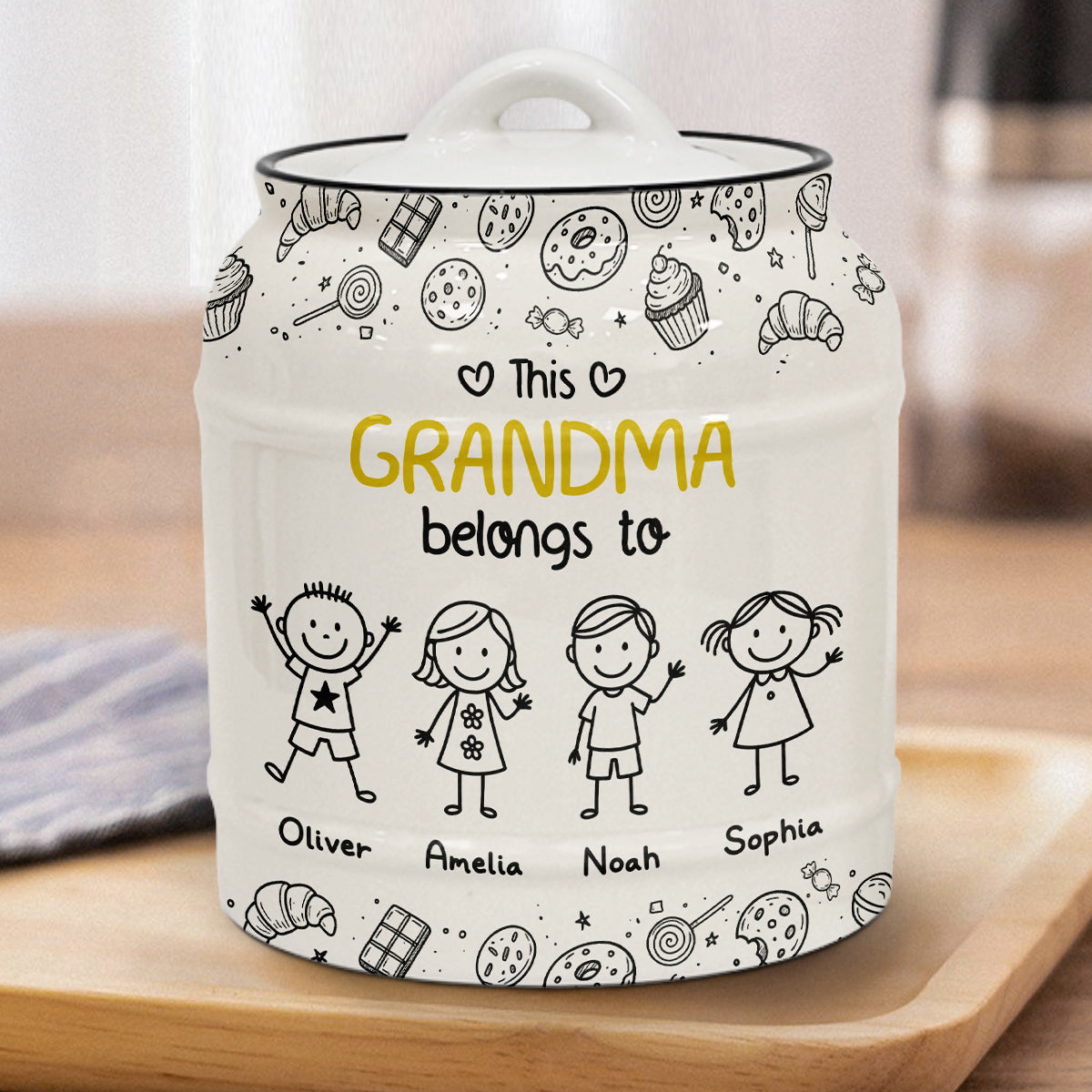 Grandpa Belongs To - Personalized Custom Ceramic Jar