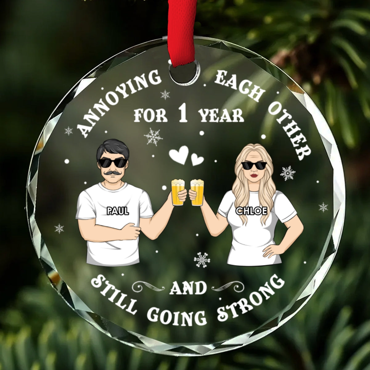 Annoying Each Other - Personalized Custom Glass Ornament