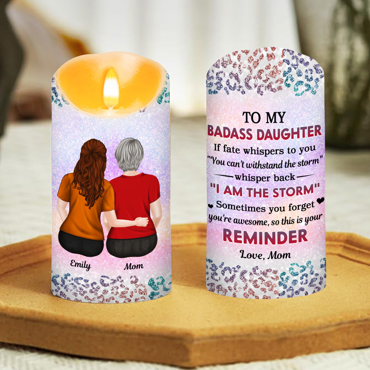 From Mom To Badass Daughter - Personalized Custom LED Candle