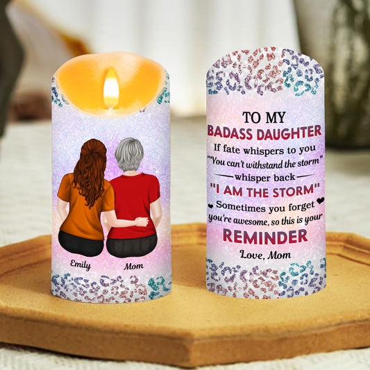 From Mom To Badass Daughter - Personalized Custom LED Candle
