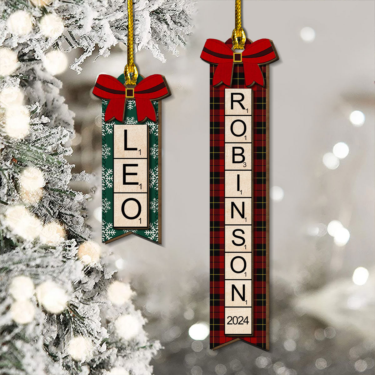 Christmas Scrabble - Personalized Custom Freeshape 2-Layered Wood Ornament