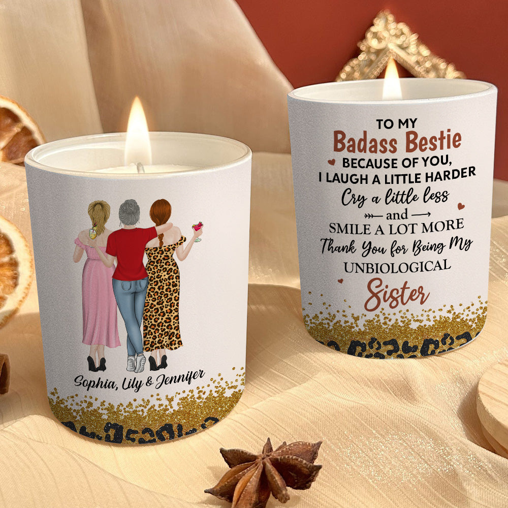 Because Of You I Laugh A Little Harder Version 2 - Personalized Custom Candle