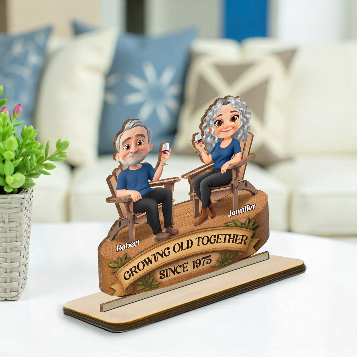 Love That Grows With Time - Personalized Custom 2-Layer Wood Plaque With Flat Base
