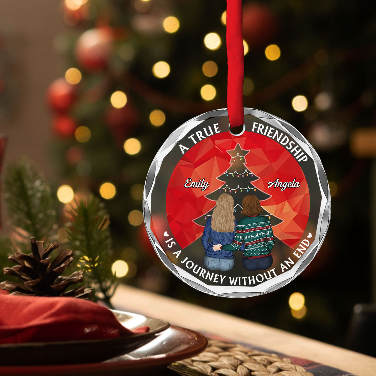 True Friendship - Personalized Custom Glass Ornament