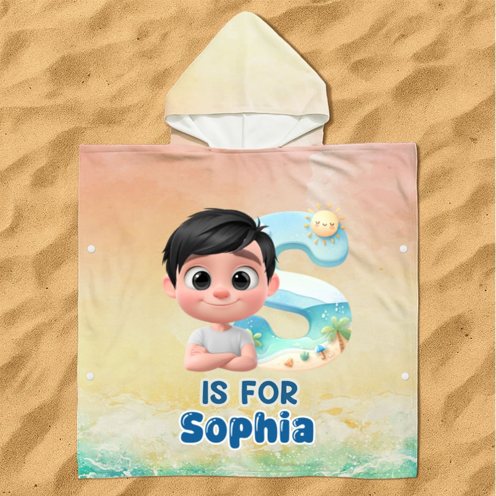 Alphabet Cartoon - Personalized Custom Hooded Beach Towel
