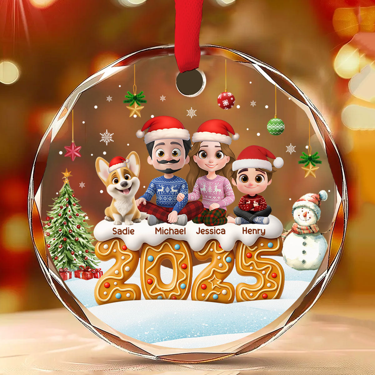 Family Of This Year - Personalized Custom Glass Ornament
