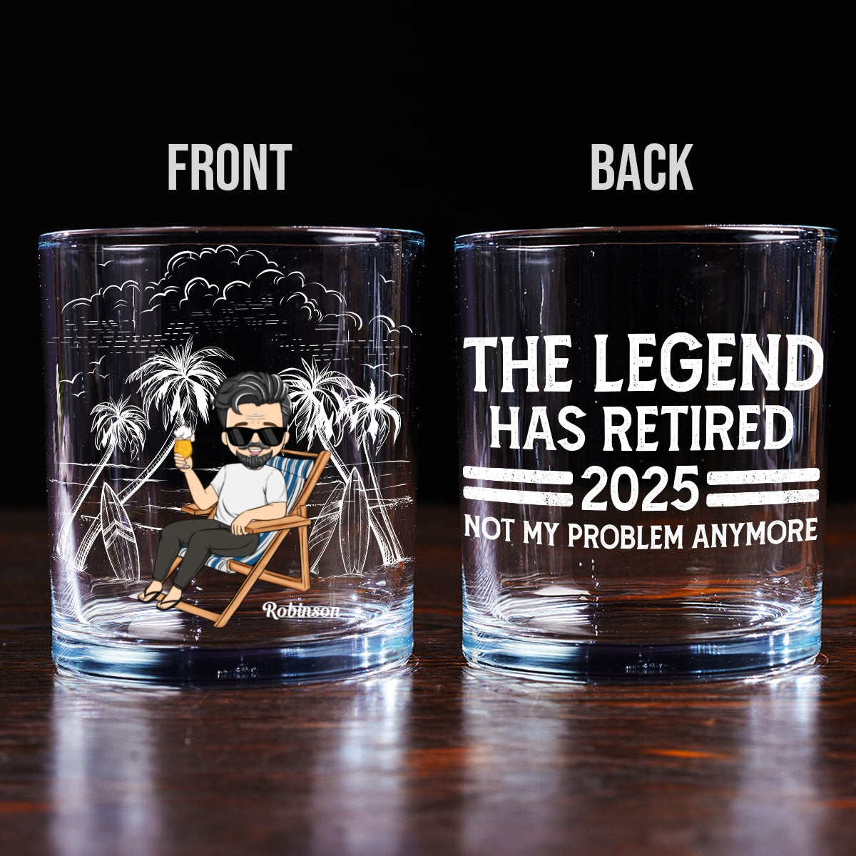 Retired Legend - Personalized Custom Whiskey Glass