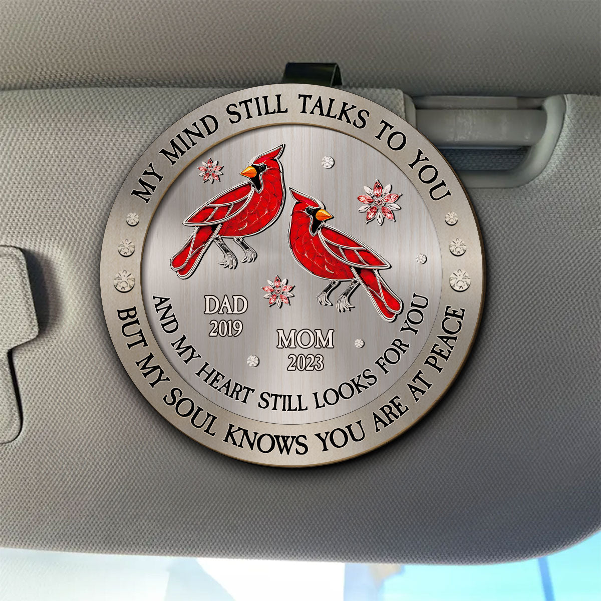 Cardinal Hummingbird My Mind My Heart My Soul - Personalized Custom Car Visor Clip