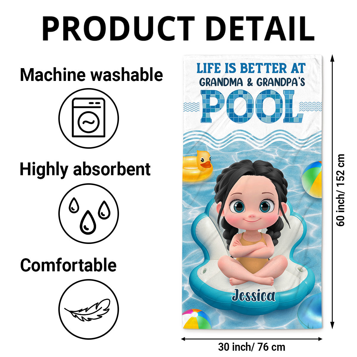 Better At Grandma Pool - Personalized Custom Beach Towel