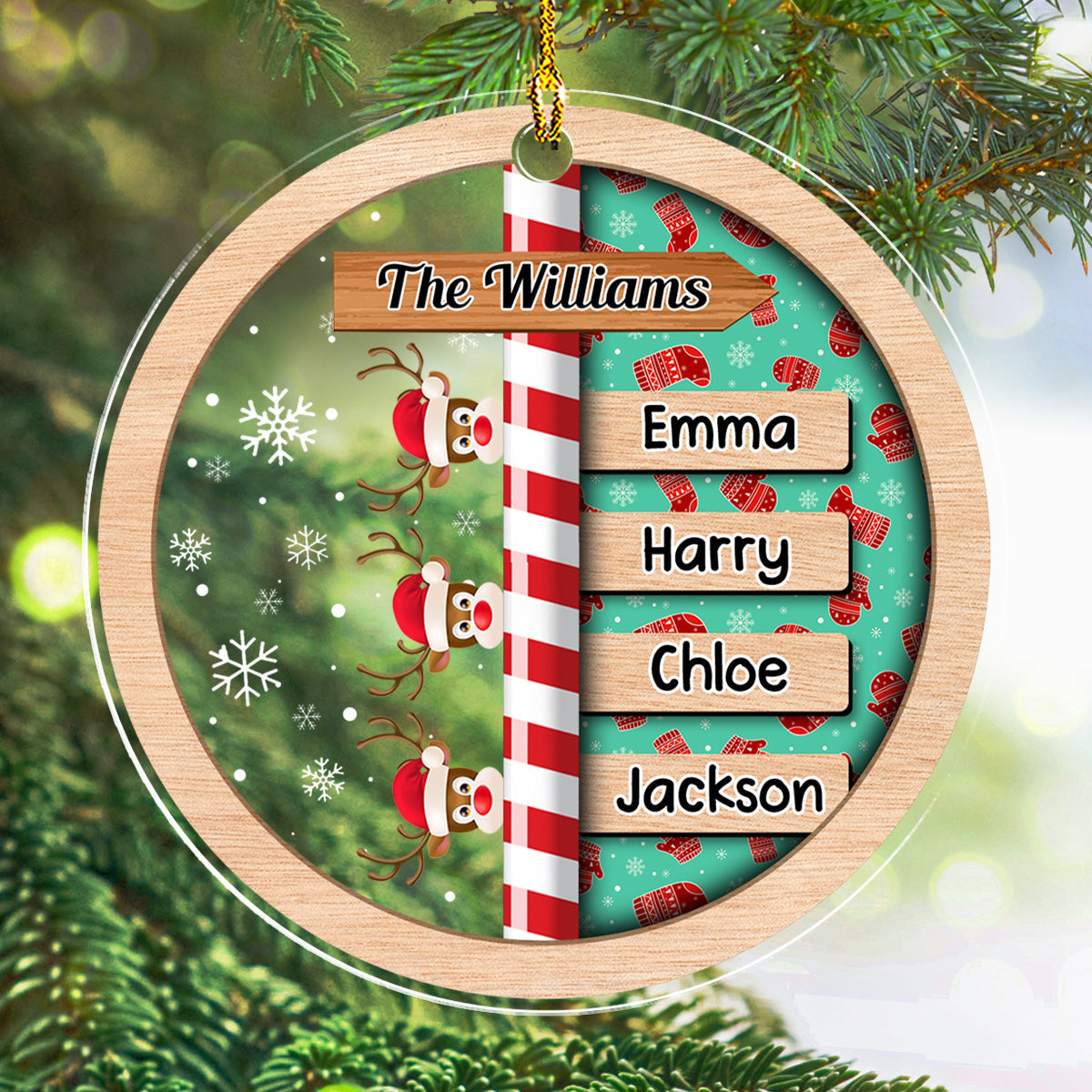 Custom Family Name Christmas - Personalized Custom Acrylic Ornament
