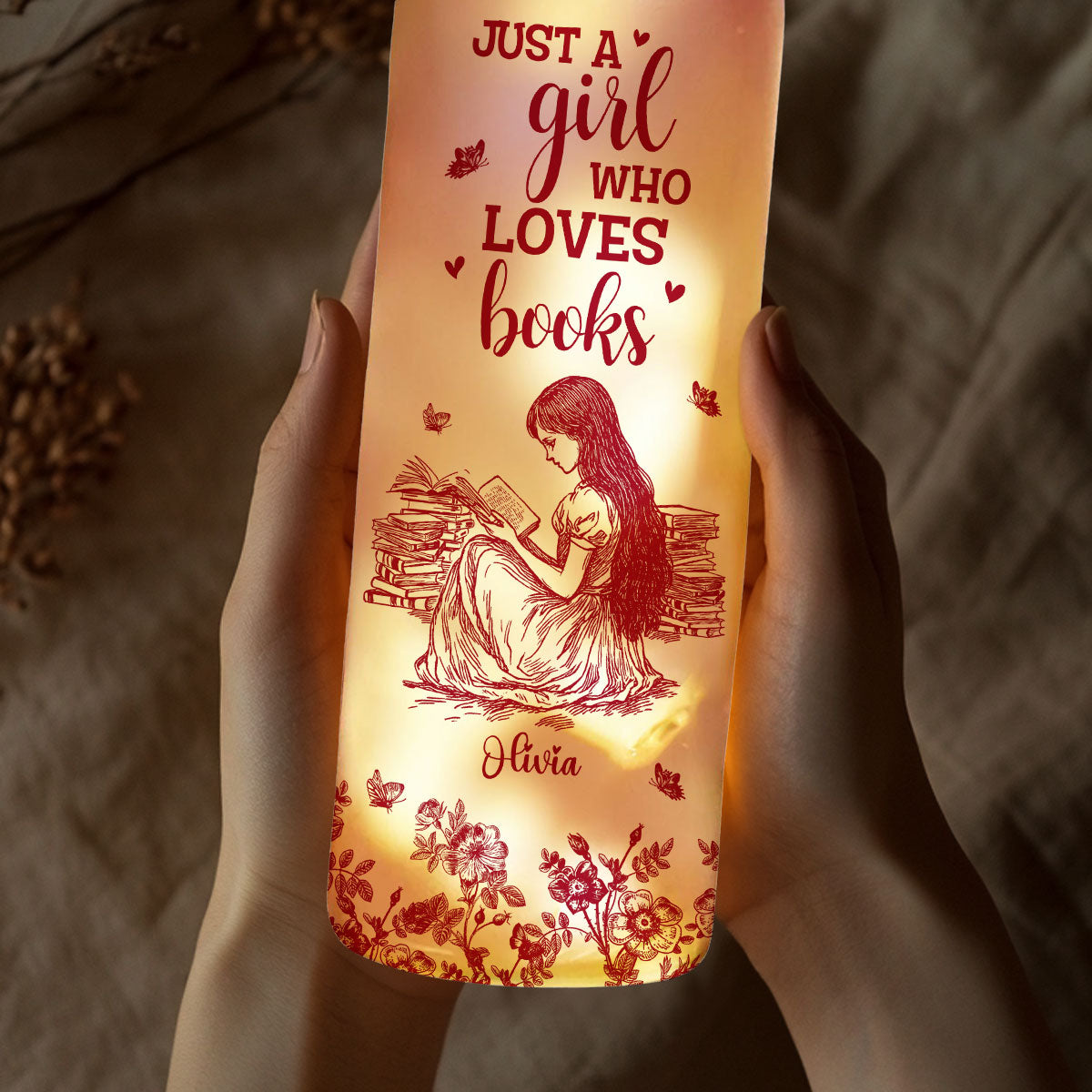 A Girl Who Loves Books - Personalized Custom Bottle Lamp