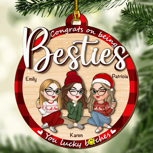 You Lucky Besties - Personalized Custom Freeshape 2-Layered Wood Ornament