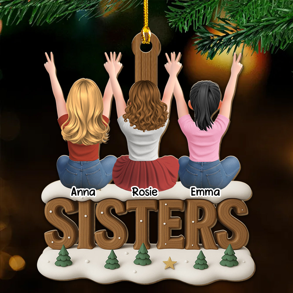 Besties Since Forever - Personalized Custom 3D Effect Wood Ornament