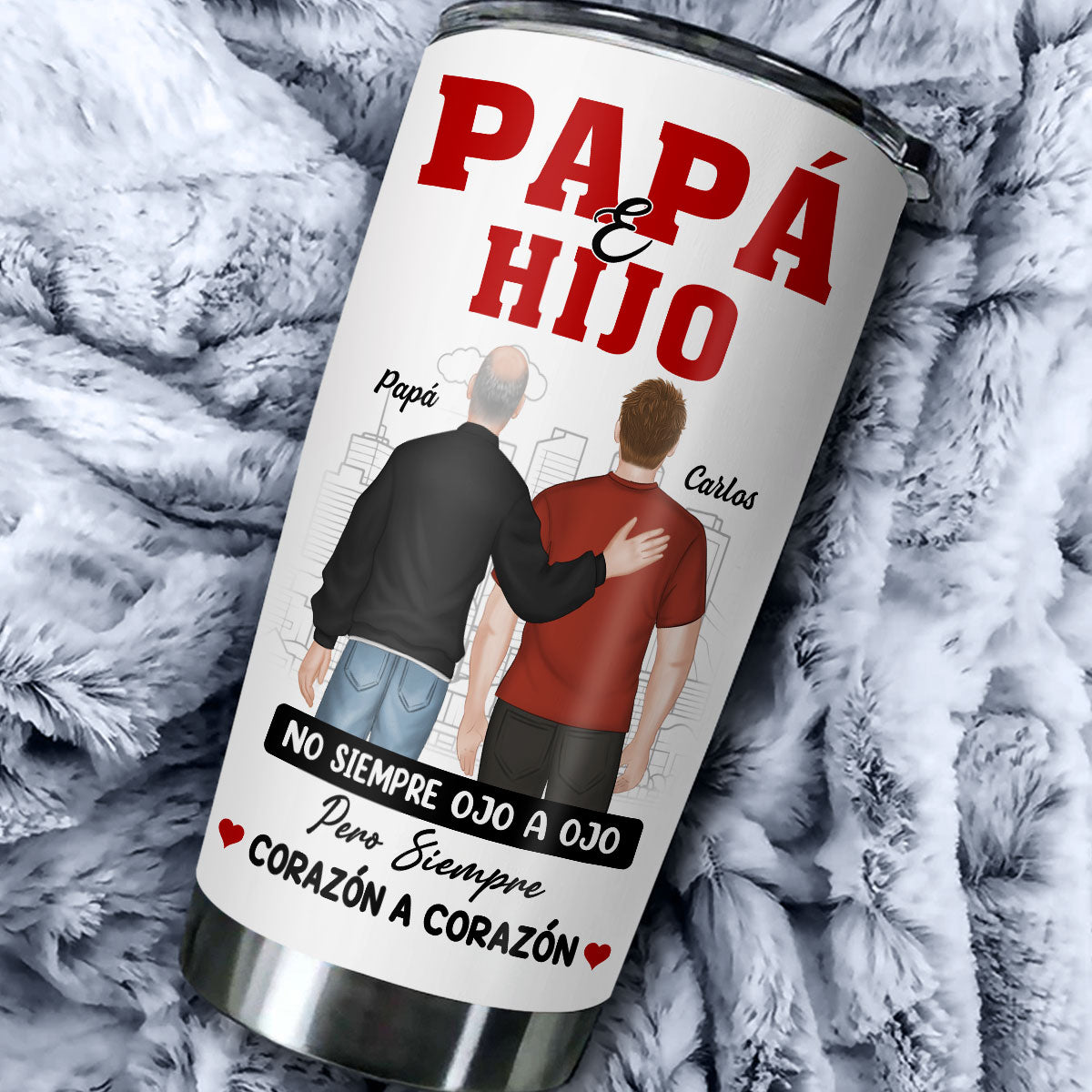 Padre E Hijo Mismo Corazón - Vaso Personalizado