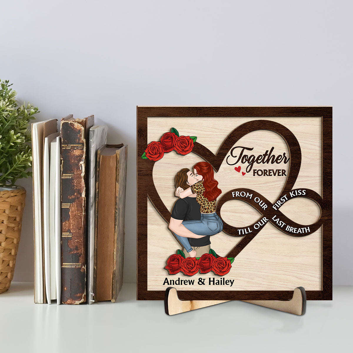 From Our First Kiss Till Our Last Breath - Personalized Custom Wooden Plaque