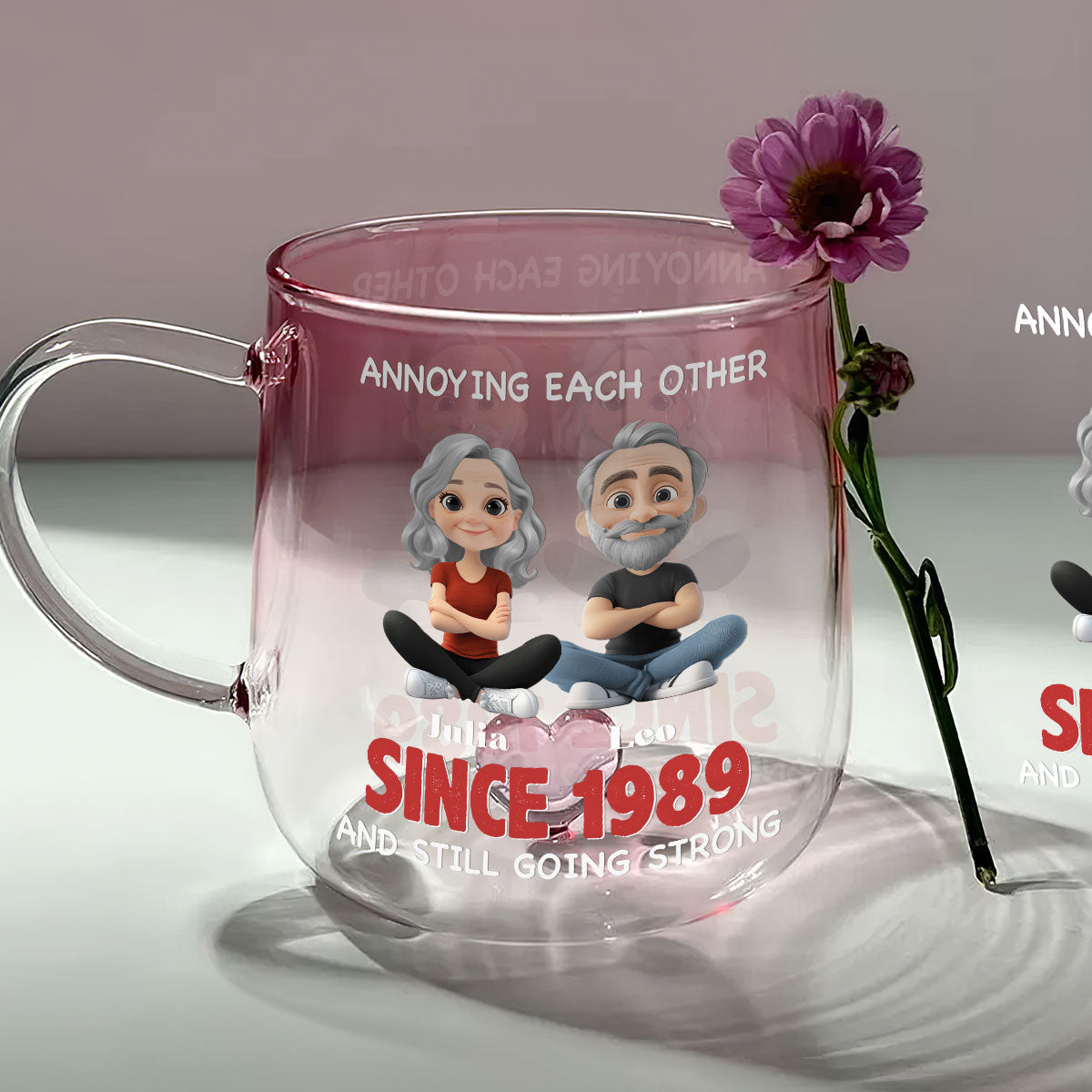 Together Forever - Personalized Custom Pink Gradient Glass Mug