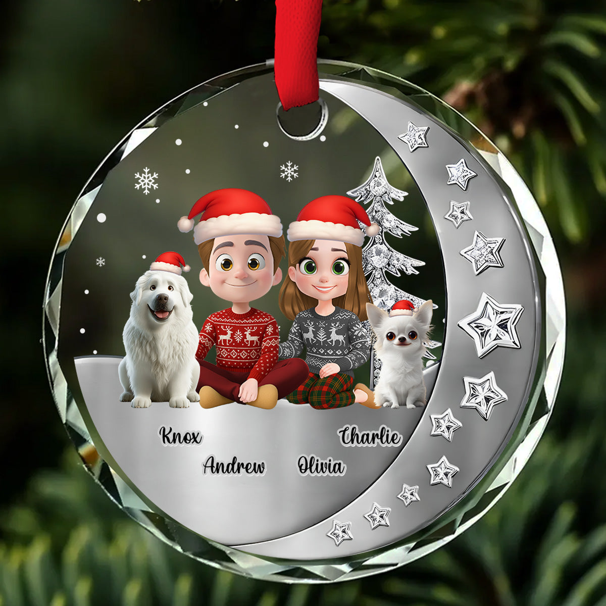 Beside Each Other - Personalized Custom 3D Effect Glass Ornament