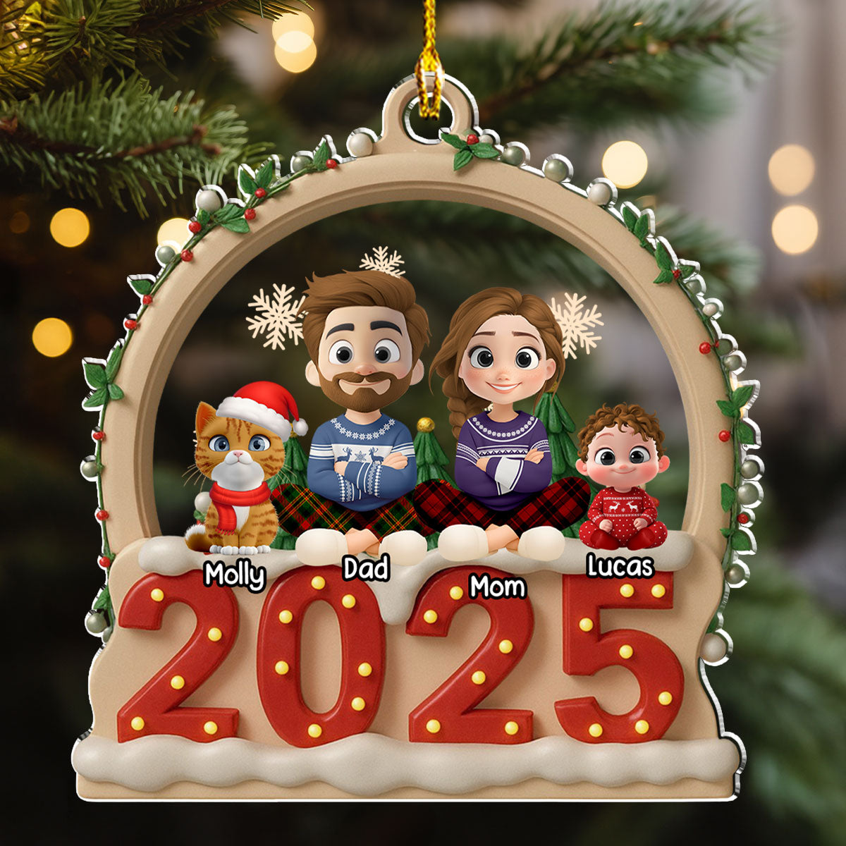 Our Christmas Together With Cats - Personalized Custom Acrylic Ornament
