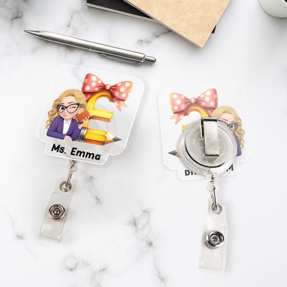 Alphabet Cartoonize - Personalized Custom Acrylic Badge Reel