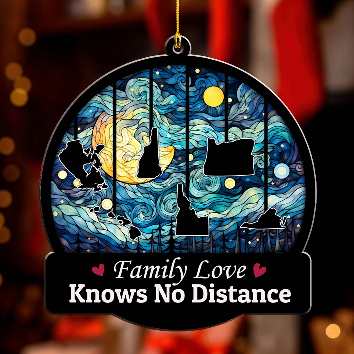 Family Love Knows No Distance Ver 3 - Personalized Custom Acrylic Ornament
