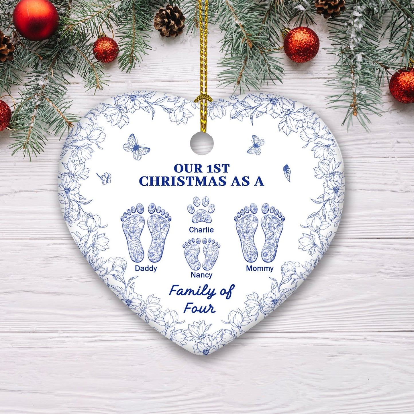 Grateful To Have Family - Personalized Custom Ceramic Ornament