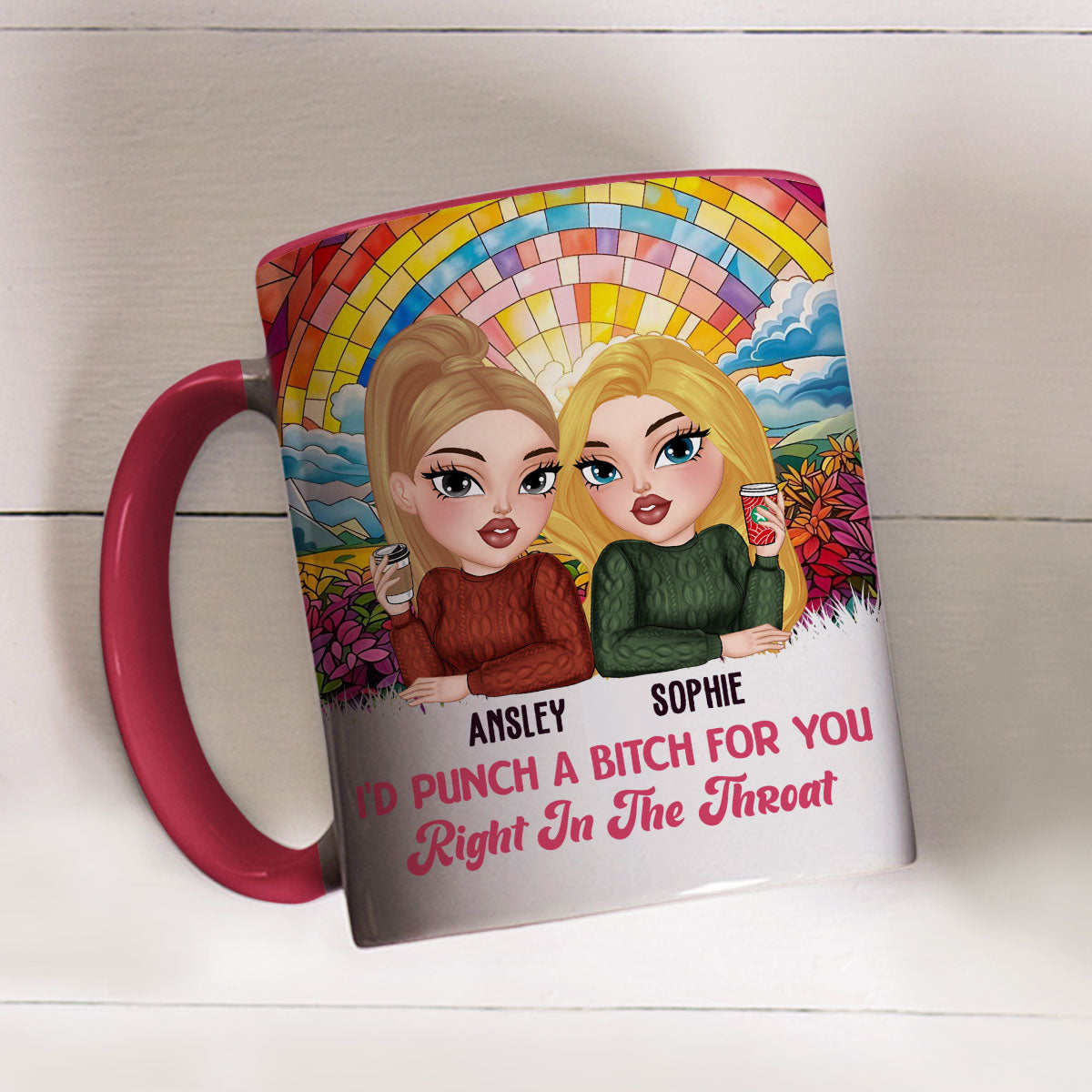 Punch For You My Bestie - Personalized Custom Accent Mug