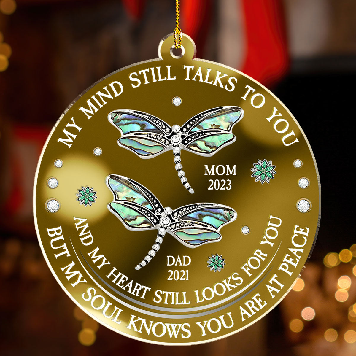 Dragonfly My Mind My Heart My Soul - Personalized Custom Mirrored Acrylic Ornament