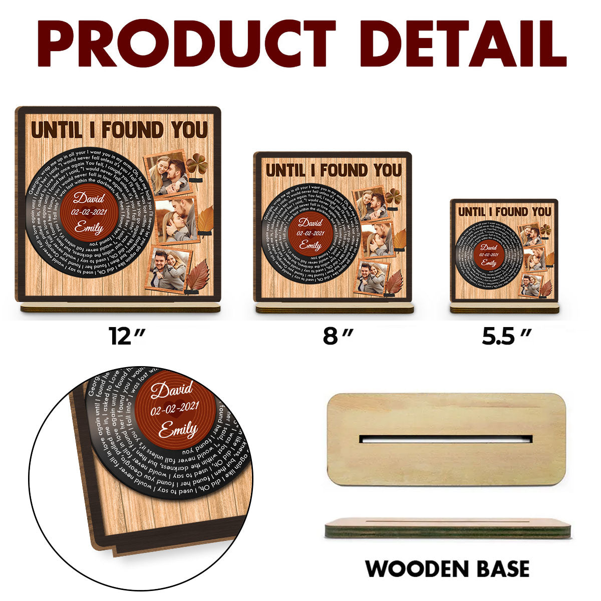 Endless Love Song Keepsake - Personalized Custom 2-Layer Wood Plaque With Flat Base