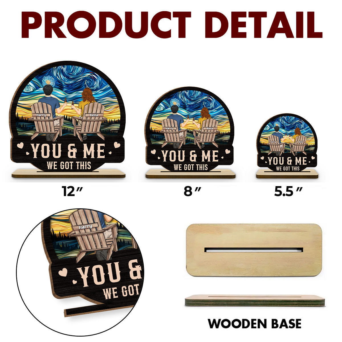 We got this - Personalized Custom 2-Layer Wood Plaque With Flat Base