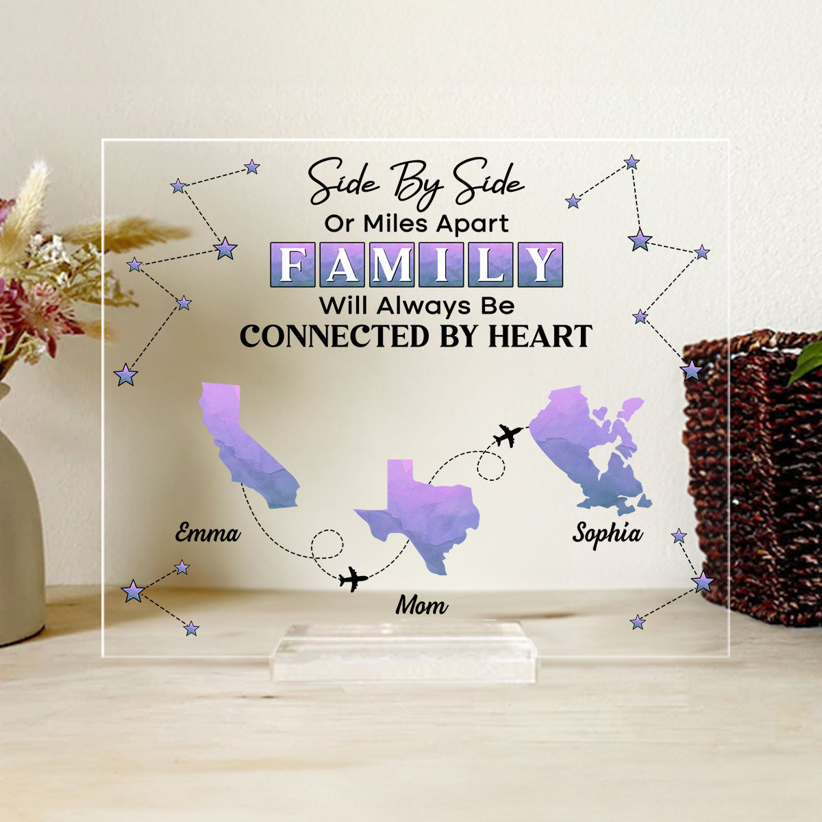 Side By Side -  Personalized Custom Acrylic Plaque With Base