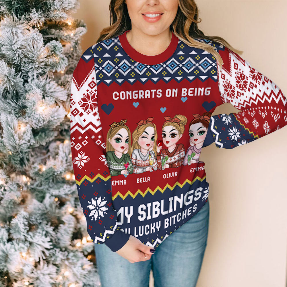 Congrats On Being My Besties - Personalized Custom All-Over-Print Sweatshirt