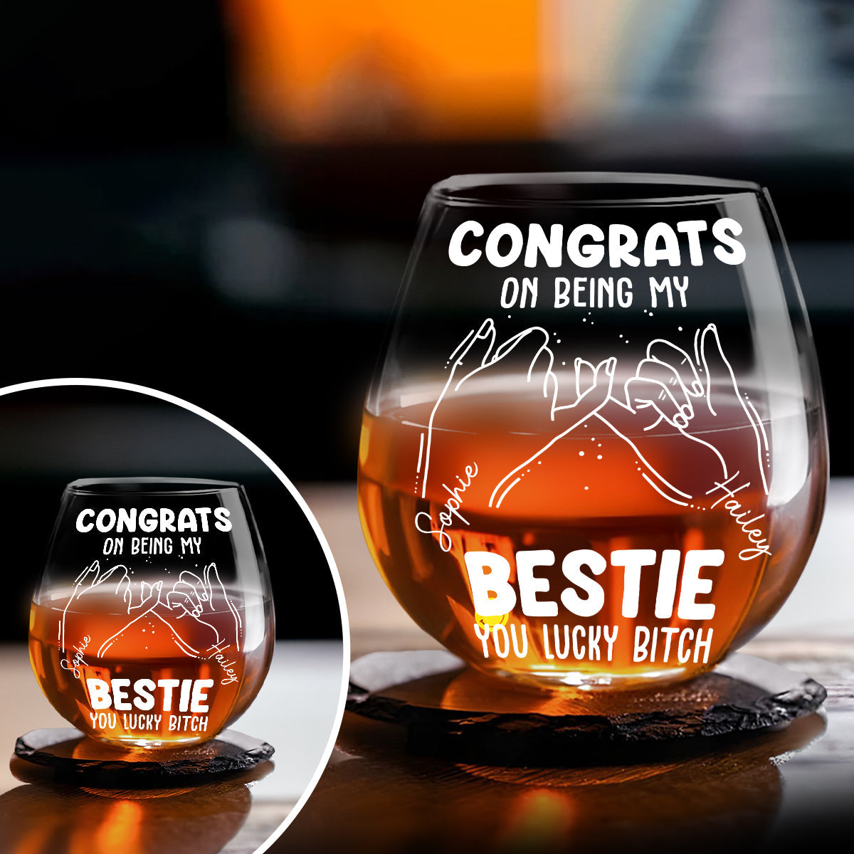 Congrats On Being My Sister - Personalized Custom Wine Glass