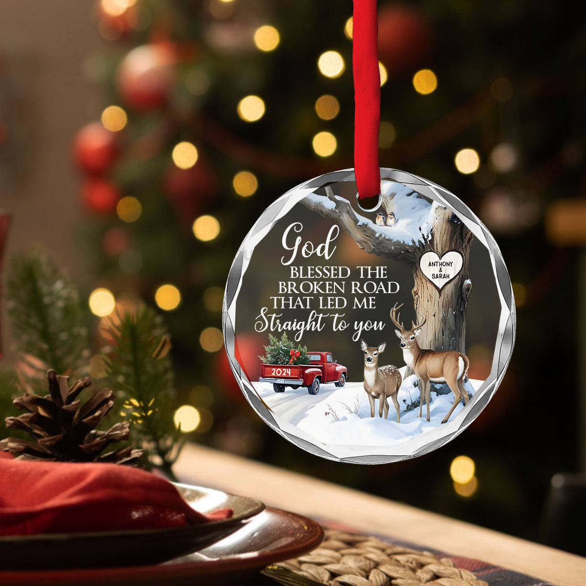The Broken Road That Led Me Straight To You - Personalized Custom Glass Ornament