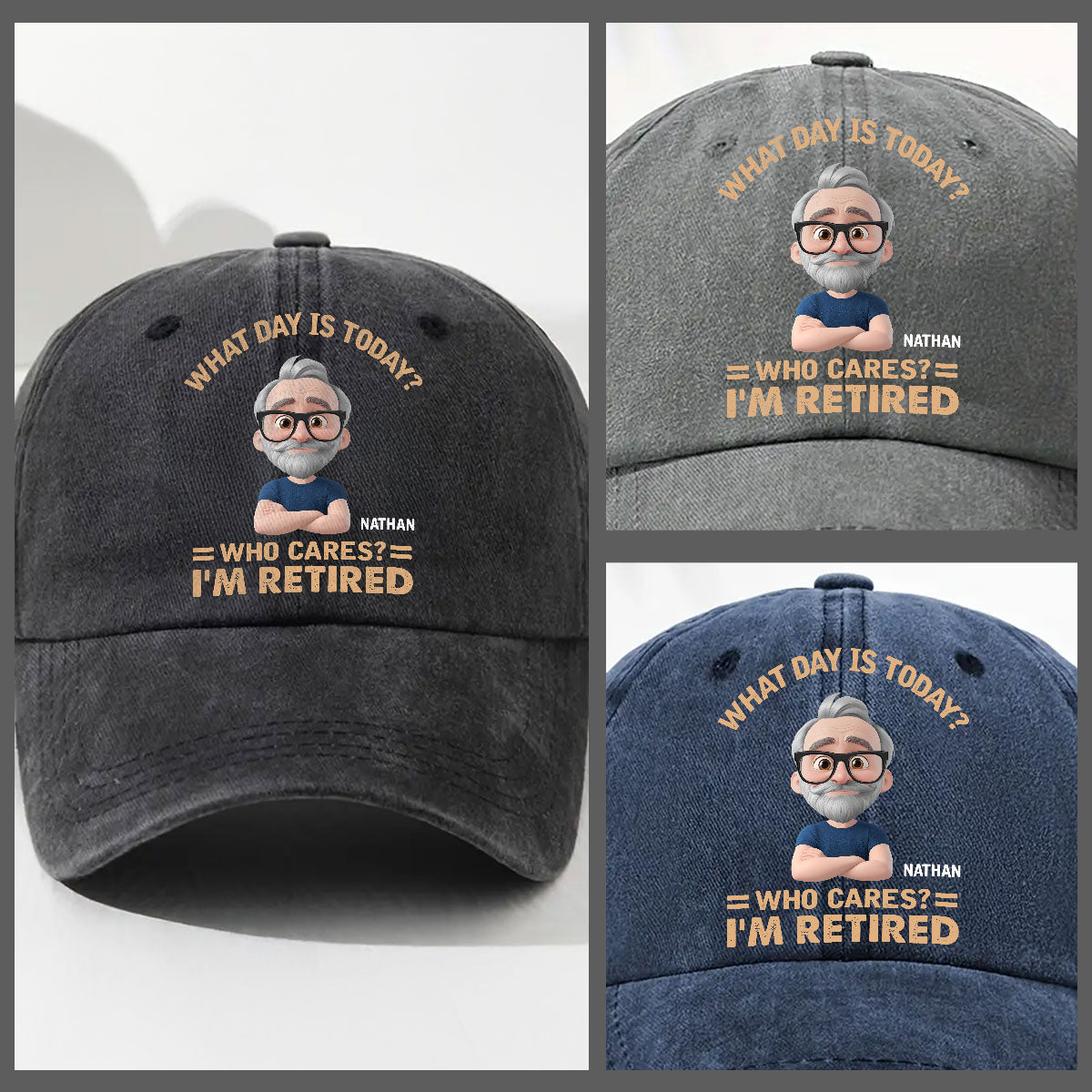 What Day Is Today Who Cares - Personalized Custom Vintage Washed Denim Cap