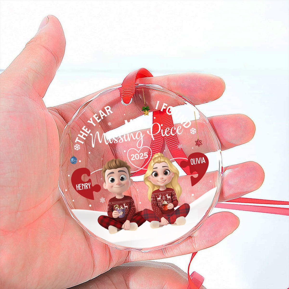 Missing Piece Was Found - Personalized Custom Glass Ornament