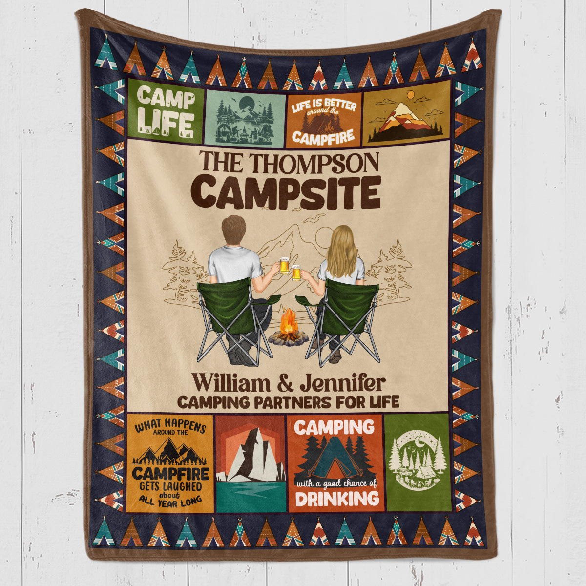 Our Campsite - Personalized Custom Fleece Blanket