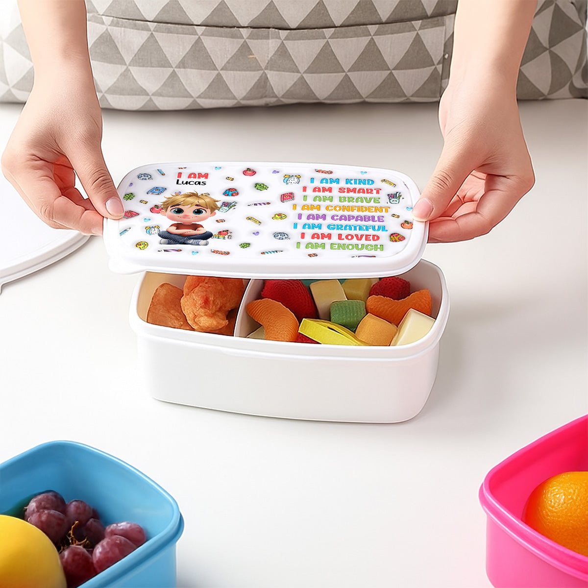 Kind Smart Loved Cartoonize - Personalized Custom Lunch Box